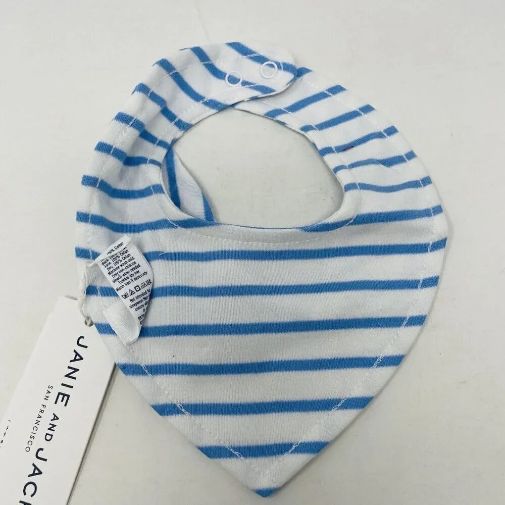 Janie and Jack Baby Boys Newborn One Size Striped Bandana Bib in White/Blue